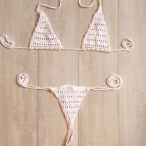 White Crochet Thong Bikini